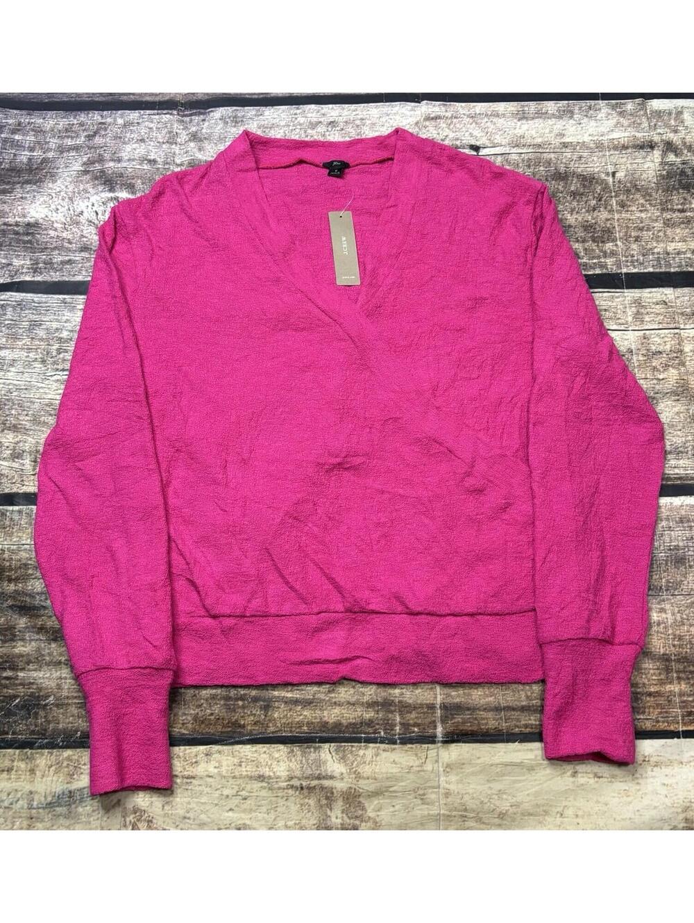 J Crew Sweater Womens Small Cotton Cross Front Pink Pullover